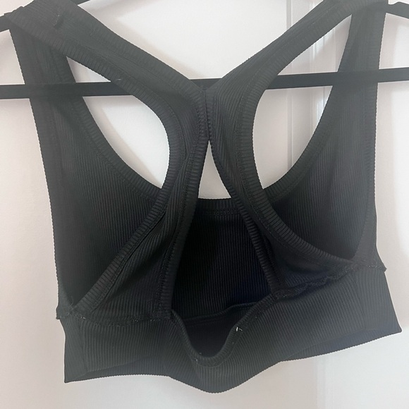 Zara Raceback Black Ribbed Cropped Top Size Large - Picture 5 of 12